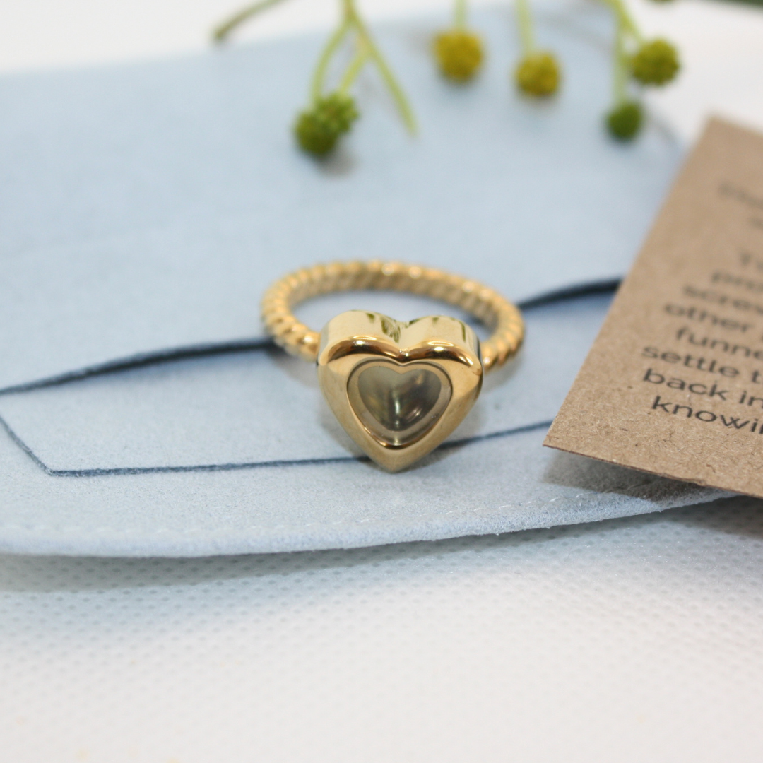 Heart Shaped Memorial Ring Gold