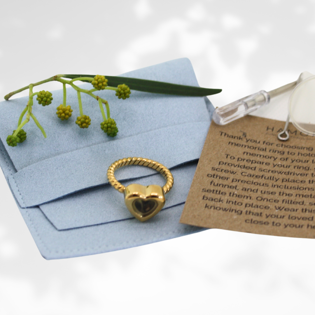 Heart Shaped Memorial Ring Gold