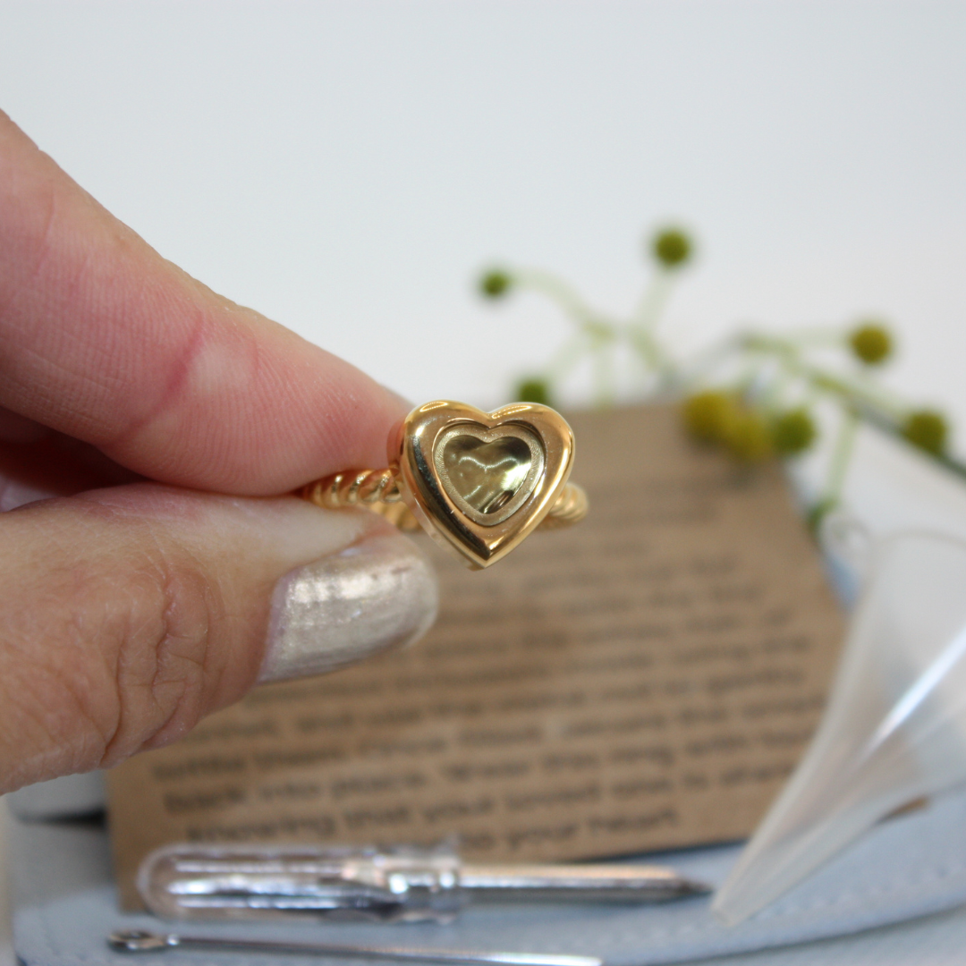 Heart Shaped Memorial Ring Gold
