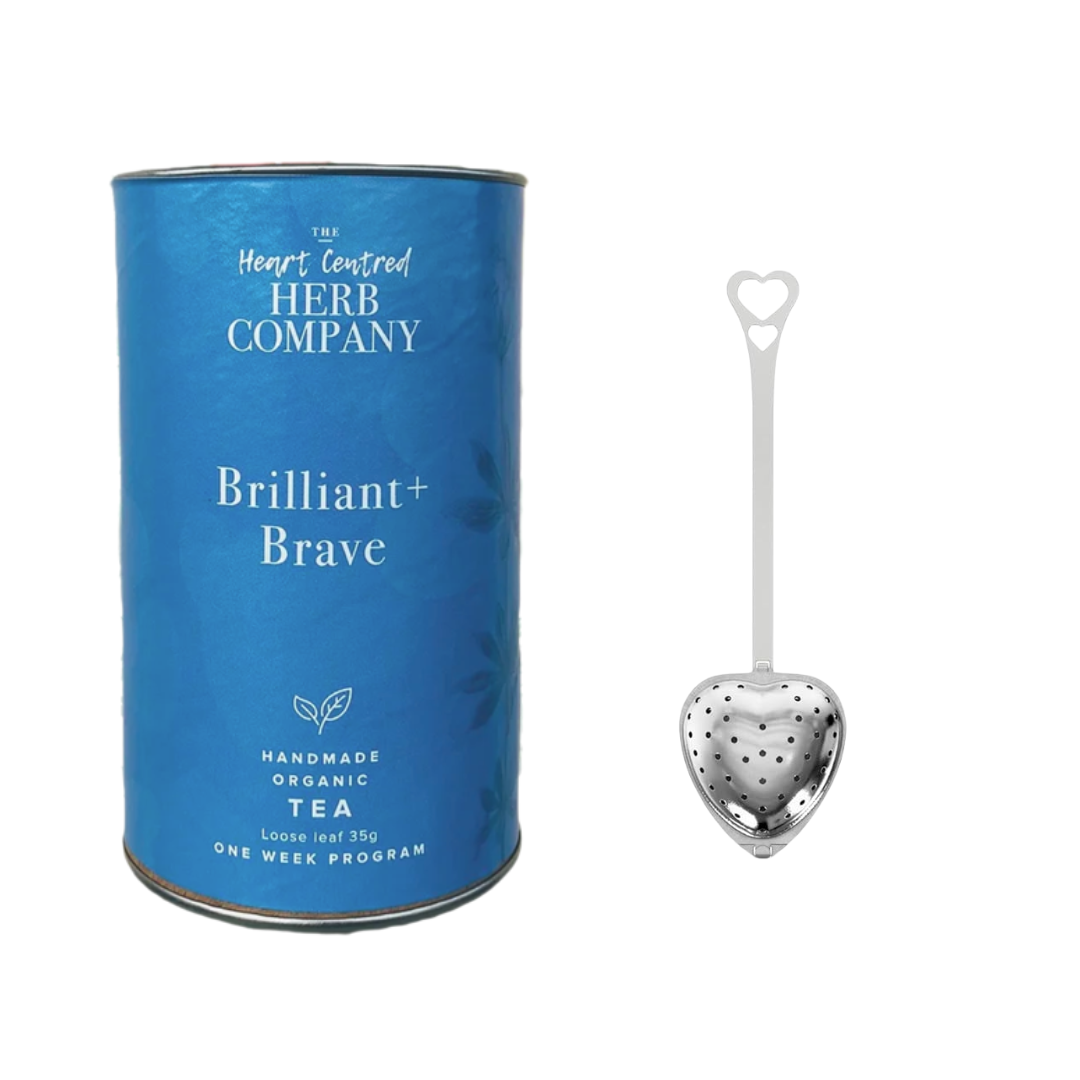 Brilliant + Brave Tea with Heart Infuser | Grief Tea | Sympathy Gifts Perth