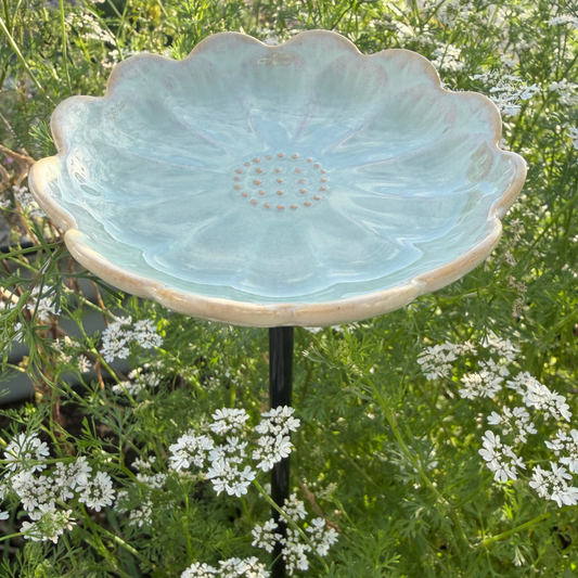 Ceramic Bee & Bird Watering Flower - Green | Grief Gifts Delivered