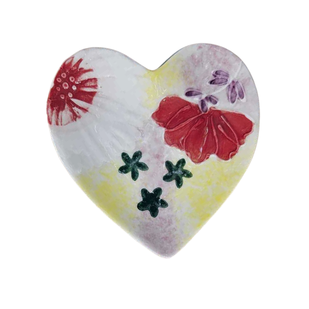 Ceramic Heart Trinket Dish – Pink and Sunshine Yellow | Grief Gifts Perth