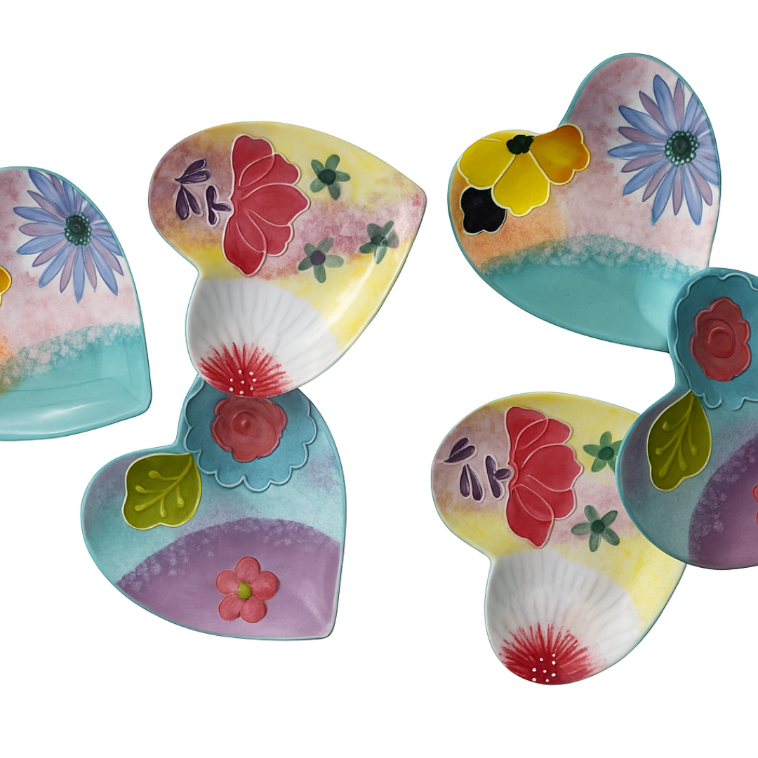 Ceramic Heart Trinket Dish – Pink and Sunshine Yellow | Sympathy Gifts Australia