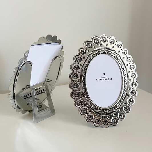 Foil Pressed Oval Keepsake Photo Frame - Silver | Grief Gifts Australia | Sympathy Gifts Perth