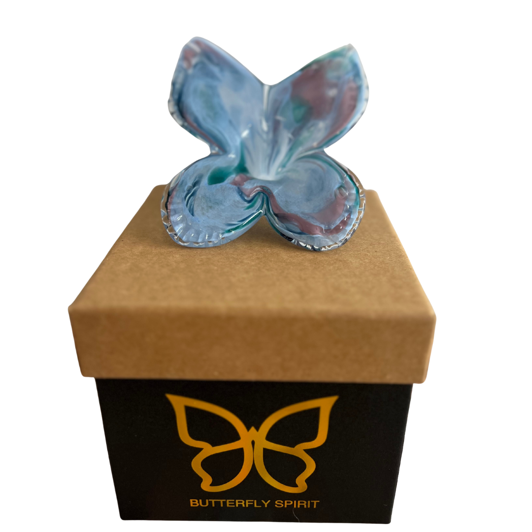 Glass Butterfly - Blue & Pink | Lasting Alternative to Sympathy Flowers Australia | Grief Gifts