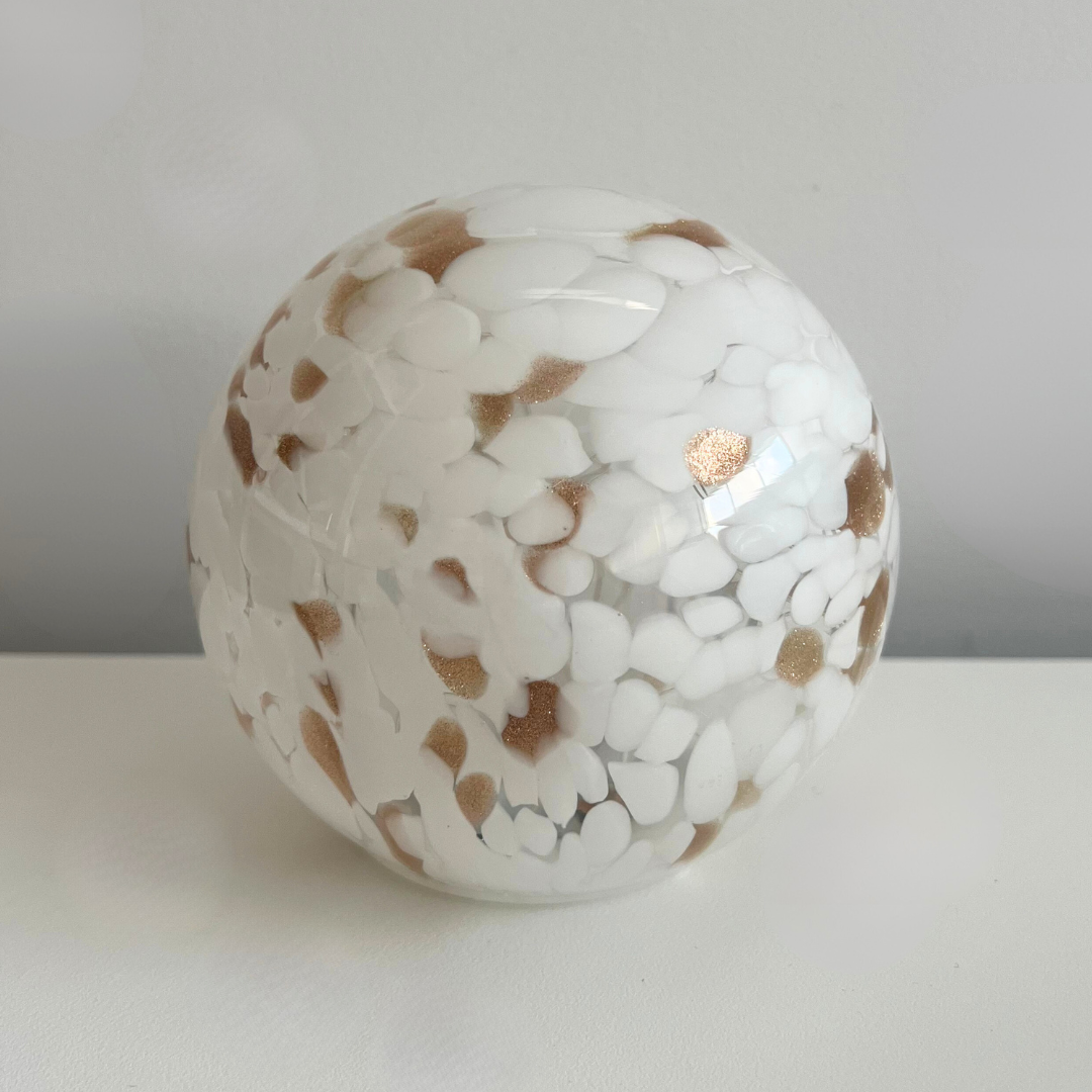 Glass Glow Light Round – White & Gold  | Grief Gifts Australia | Sympathy Gifts