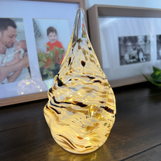 Glass Glow Teardrop Light - Gold & White