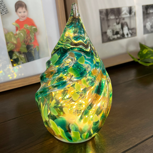 Glass Glow Teardrop Light - Teal & Gold