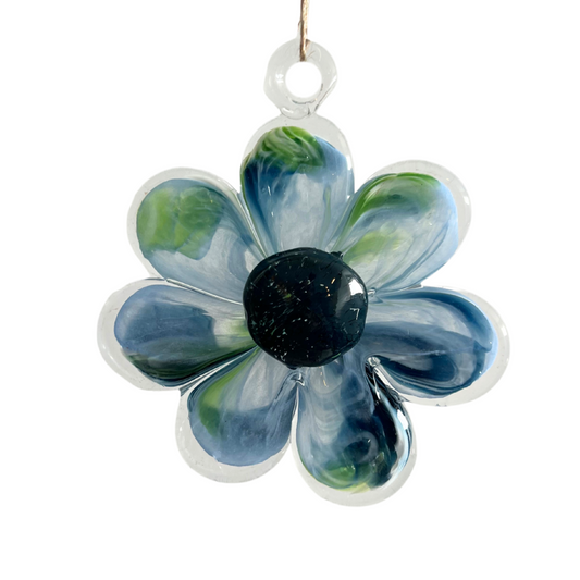 Glass Hanging Flower - Blue & Green | Sympathy Gift | Grief Gifts Perth