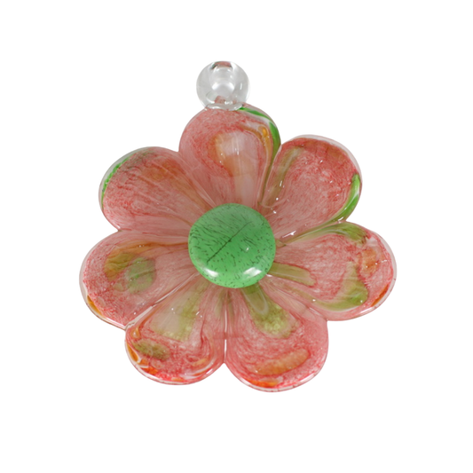 Glass Hanging Flower - Pink & Green
