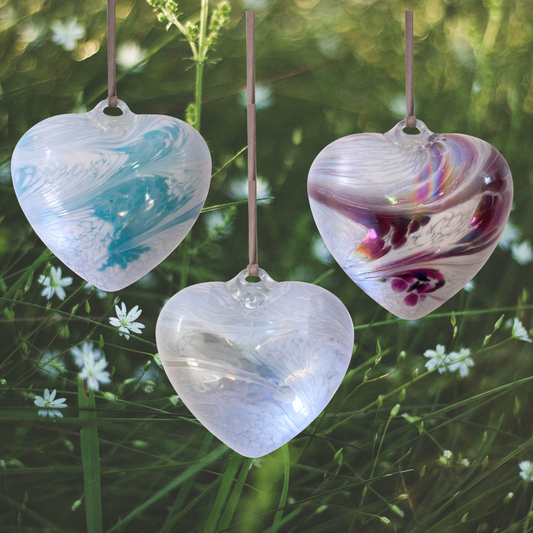 Glass Hanging Heart - Pearlised Pink | Sympathy Gift | Grief Gifts Australia