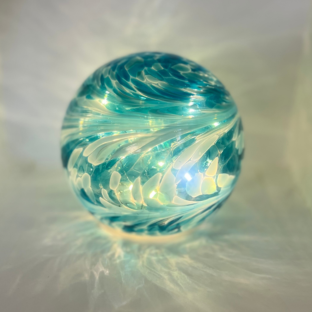 Glow Light Round – Turquoise, Blue and White | Grief Gifts Australia | Sympathy Gift Perth
