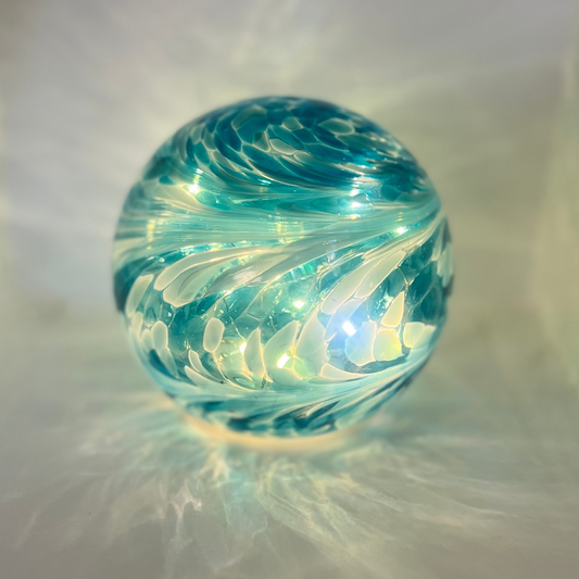 Glow Light Round – Turquoise, Blue and White | Grief Gifts Australia | Sympathy Gift Perth