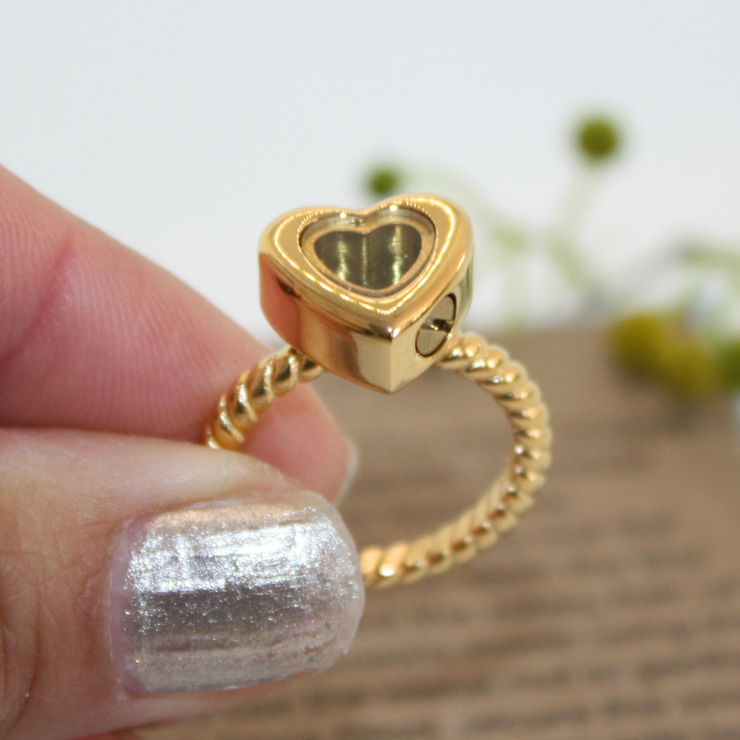 Heart Shaped Memorial Ring Gold