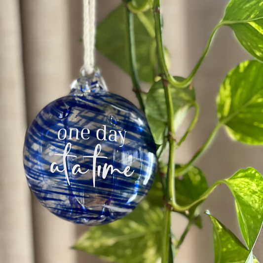 One Day at a Time Glass Hanging Ball | Sympathy Gift Perth | Sympathy Gifts Delivered