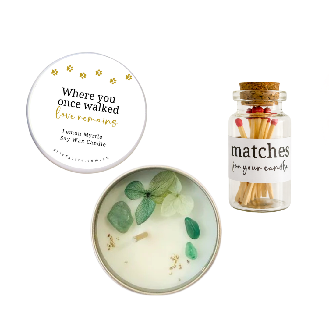 Pet Loss Candle and Mini Matches | Grief Gifts Australia