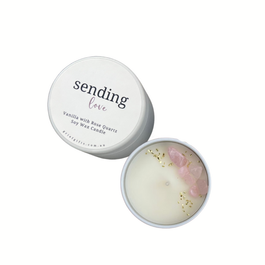 Sending Love Vanilla with Rose Quartz Soy Wax Candle