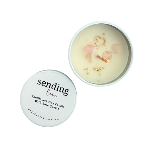 Sending Love Vanilla with Rose Quartz Soy Wax Candle | Grief Gifts Delivered Australia