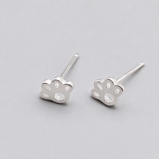 Sterling Silver Paw Print Earrings - Forever Loved | Pet Loss Gift
