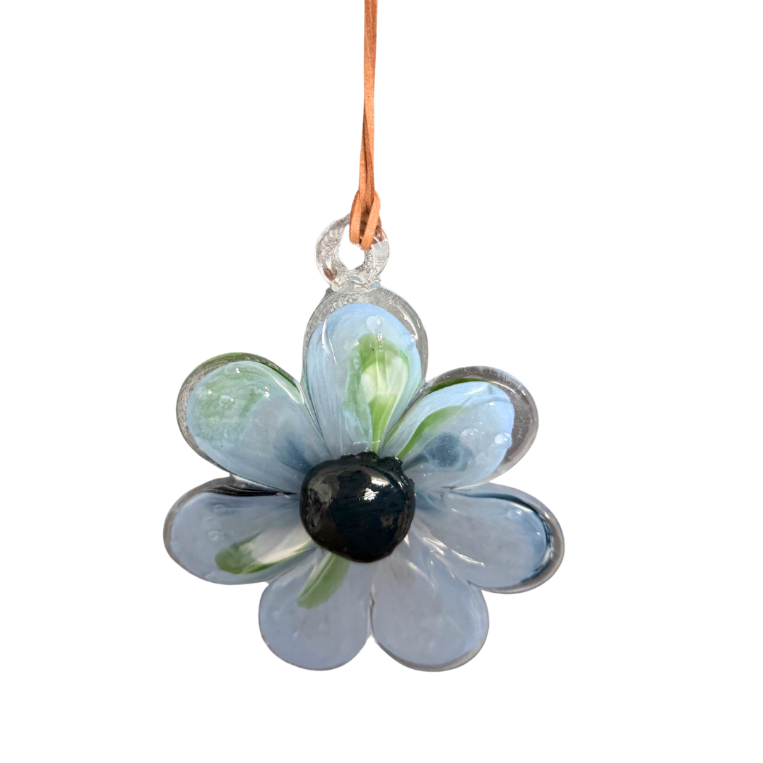 Glass Hanging Flower - Blue & Green