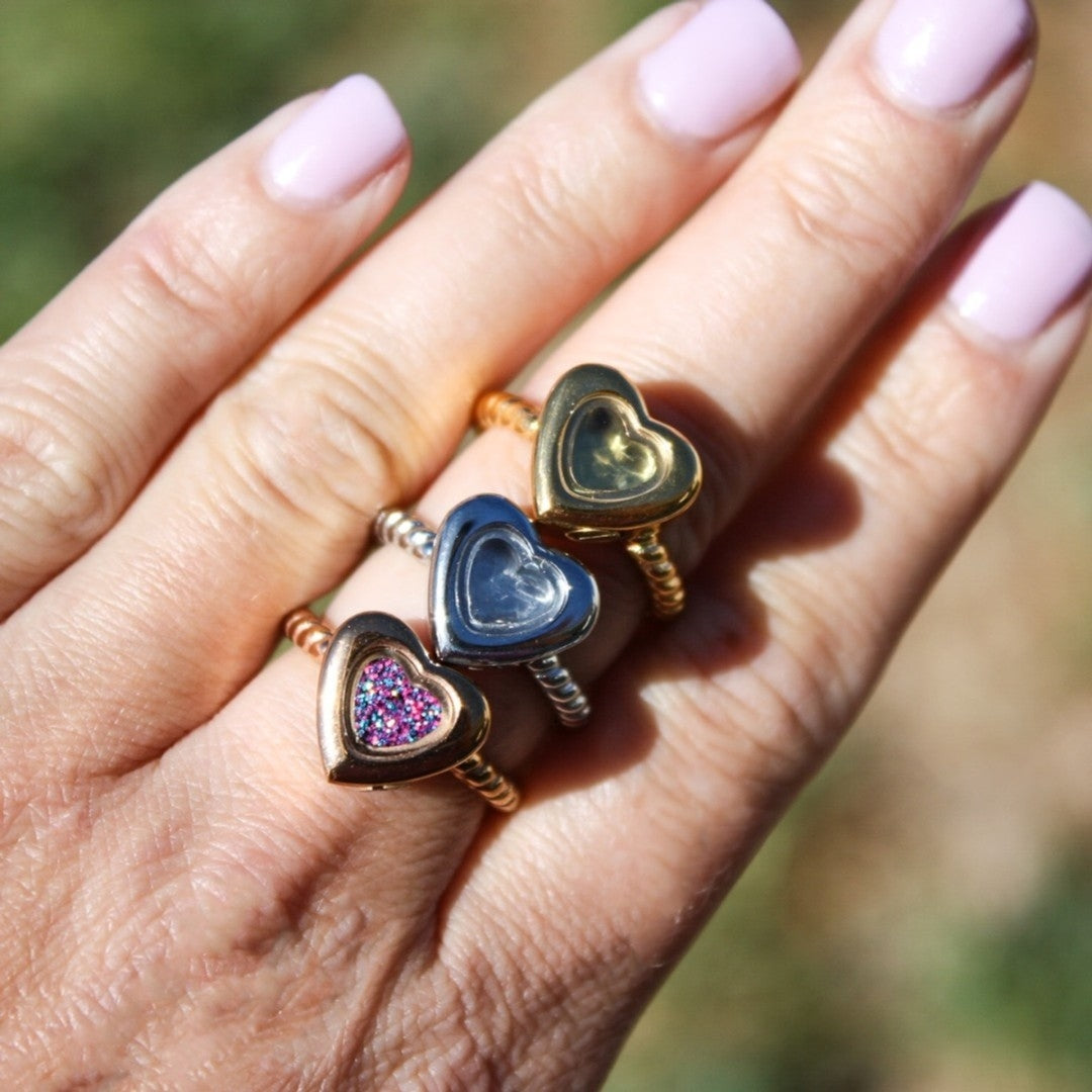 Heart Shaped Memorial Ring Gold