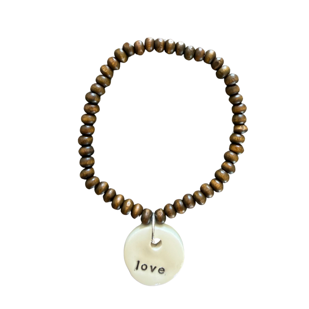 Handmade Ceramic Love Beaded Bracelet
