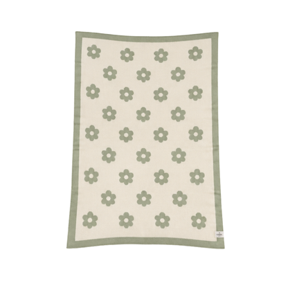 Australian-Made Organic Cotton Lap Blanket - Green & Cream Flowers | Grief Gifts Australia 