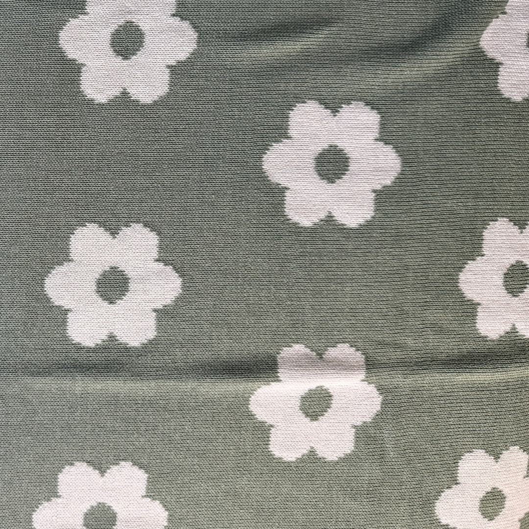 Australian-Made Organic Cotton Lap Blanket - Green & Cream Flowers | Grief Gifts | Sympathy Gifts 