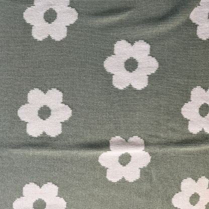 Australian-Made Organic Cotton Lap Blanket - Green & Cream Flowers | Grief Gifts | Sympathy Gifts 