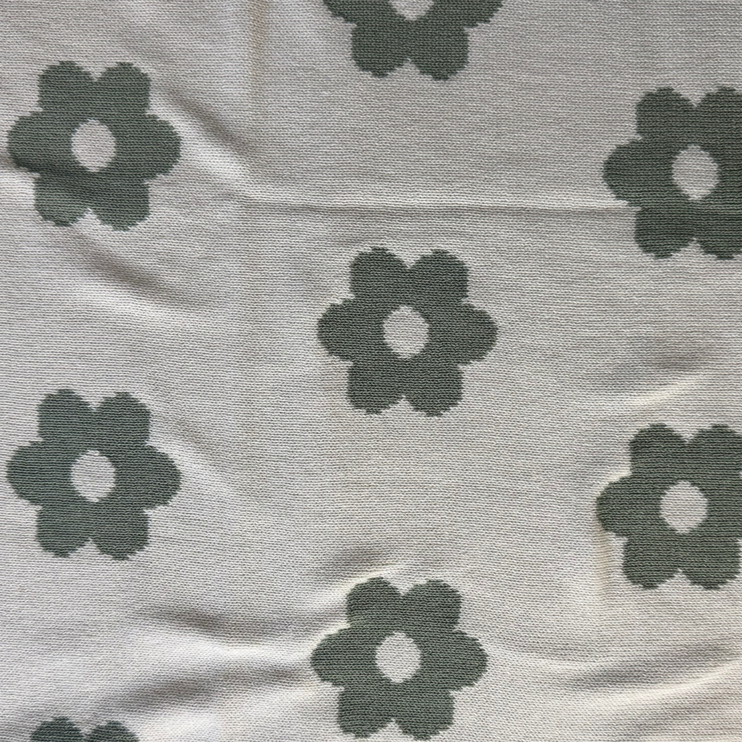 Australian-Made Organic Cotton Lap Blanket - Green & Cream Flowers | Grief Gifts | Sympathy Gifts Delivered