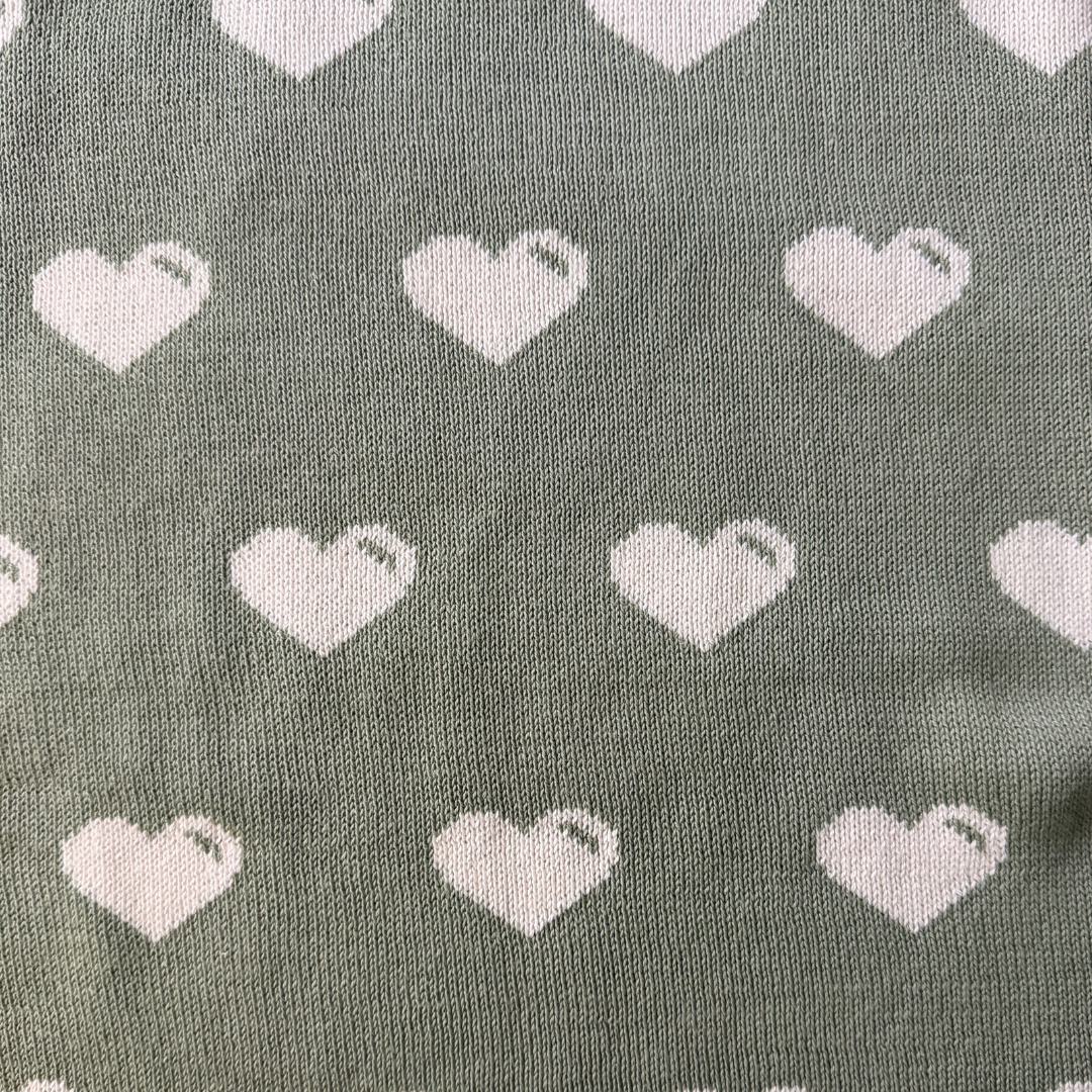 Australian-Made Organic Cotton Lap Blanket - Green & Cream Hearts | Bereavement Gifts Australia Delivered
