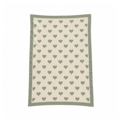 Australian-Made Organic Cotton Lap Blanket - Green & Cream Hearts | Grief Gifts Australia Delivered