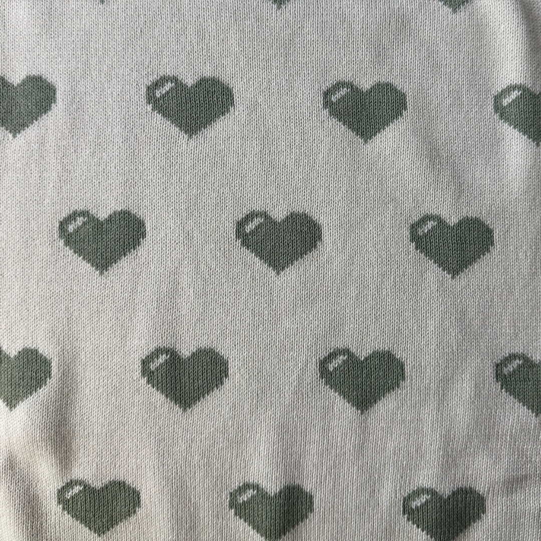Australian-Made Organic Cotton Lap Blanket - Green & Cream Hearts | Sympathy Gifts Australia Delivered