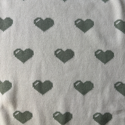 Australian-Made Organic Cotton Lap Blanket - Green & Cream Hearts | Sympathy Gifts Australia Delivered