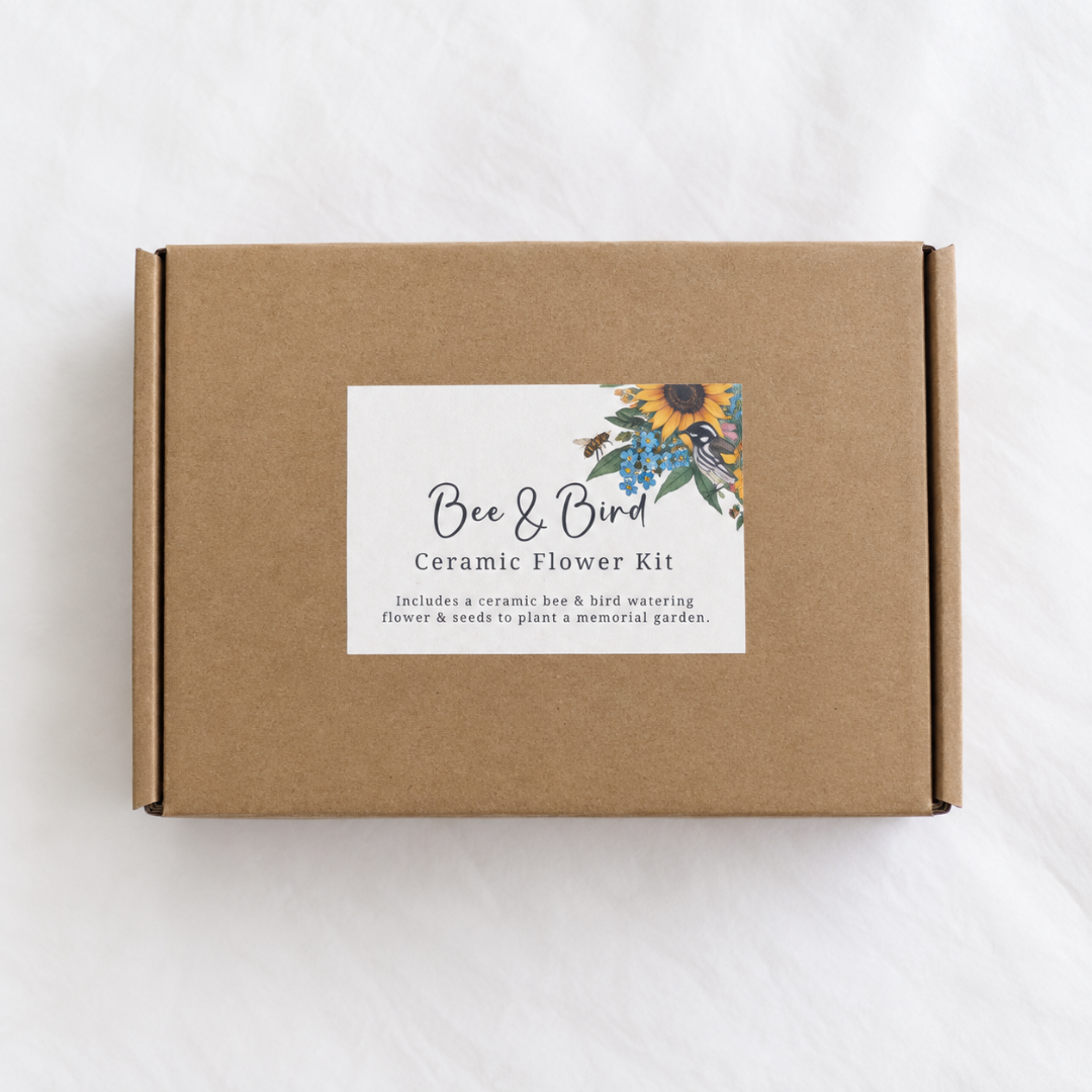 Bee & Bird Ceramic Flower Kit - Green | Grief Gifts Australia 