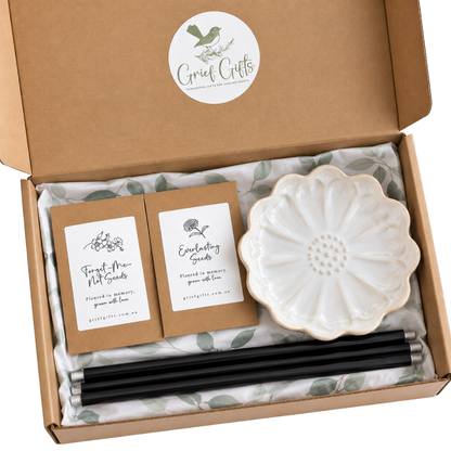 Bee & Bird Ceramic Flower Kit - White | Grief Gifts Australia Delivered