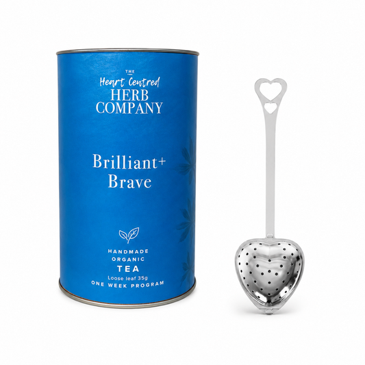 Brilliant + Brave Loose Tea with Heart Shaped Tea Infuser
