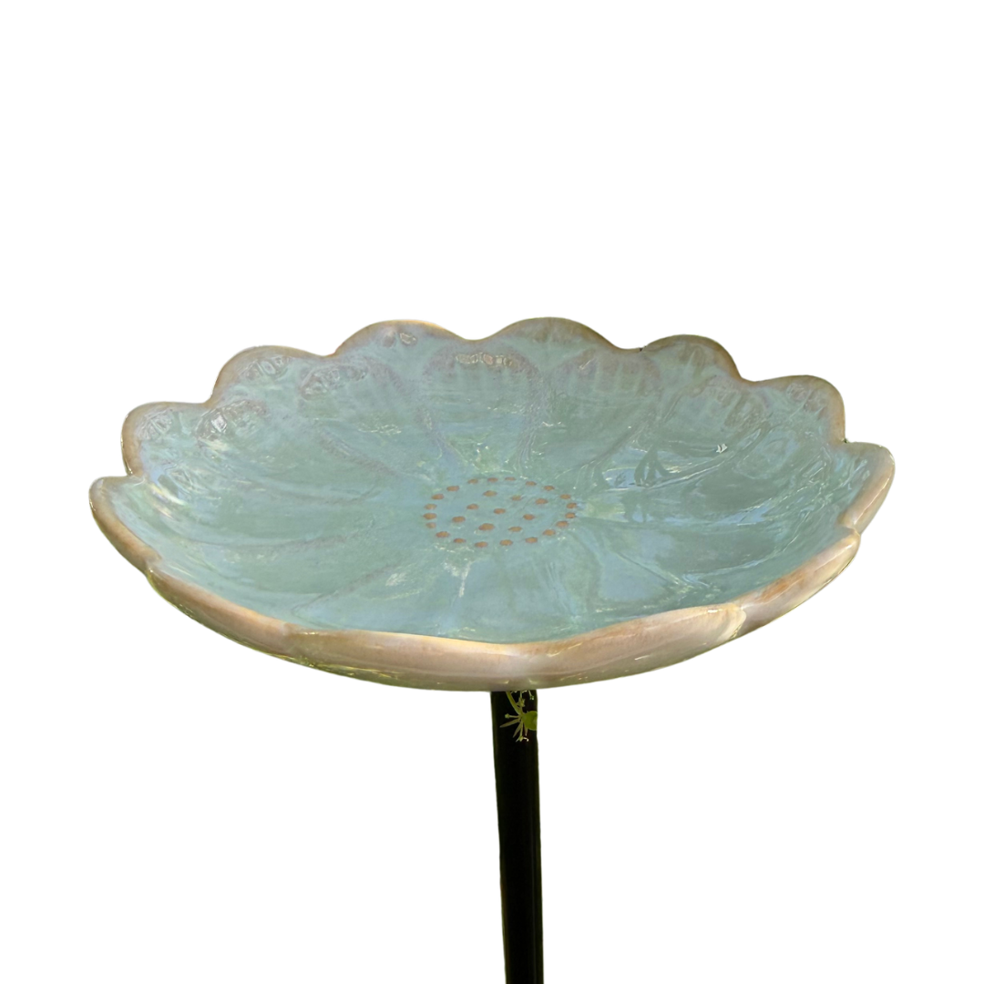 Ceramic Bee & Bird Watering Flower - Green