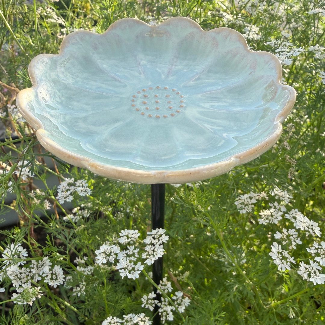 Ceramic Bee & Bird Watering Flower - Green | Grief Gifts Delivered