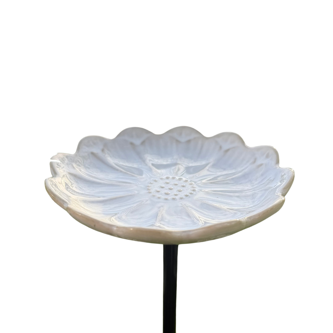 Ceramic Bee & Bird Watering Flower - White | Grief Gifts Australia 