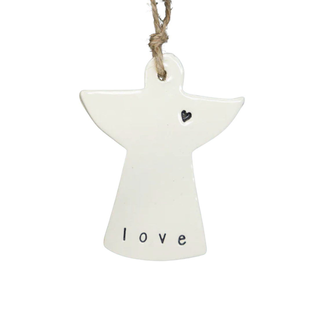 Ceramic Christmas Angel Ornament 'love'