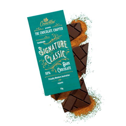 Crunchbox Signature Classic 55% Dark Chocolate Bar (Organic - Vegan - Fair Trade - Gluten Free)