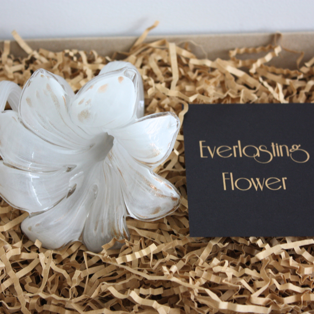 Everlasting Flower - White and Gold  | SYMPATHY GIFT 