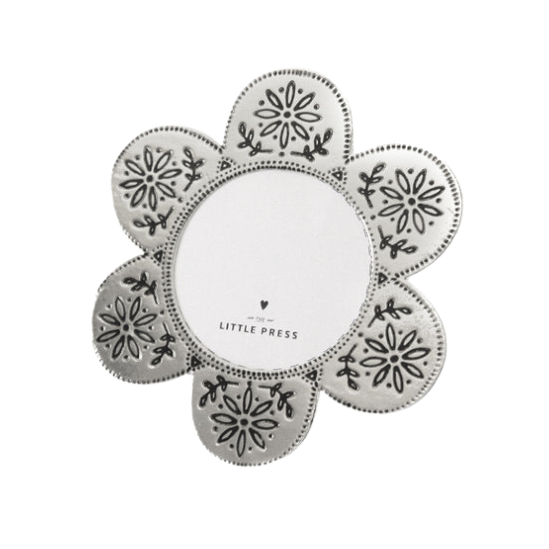 Foil Pressed Flower  Frame | Grief Gifts | Keepsake Photo Frame - Silver