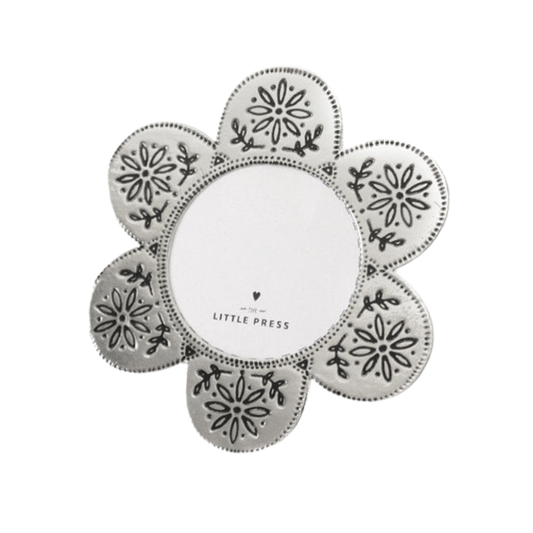 Foil Pressed Flower  Frame | Grief Gifts | Keepsake Photo Frame - Silver