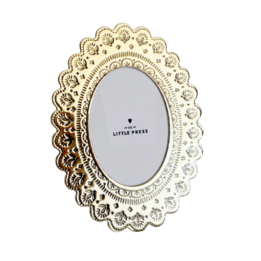 Foil Pressed Oval Keepsake Photo Frame - Gold 