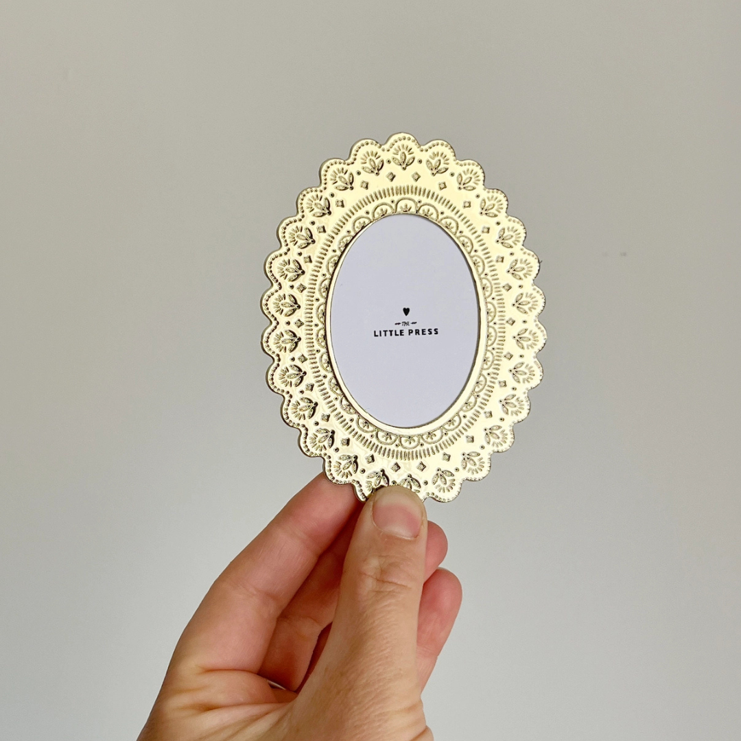Foil Pressed Oval Keepsake Photo Frame - Gold  | Grief Gifts Australia
