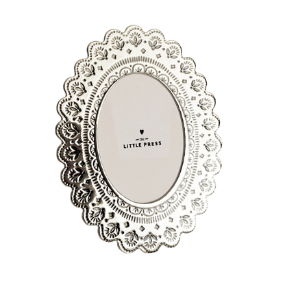 Foil Pressed Oval Keepsake Photo Frame - Silver