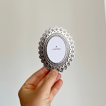 Foil Pressed Oval Keepsake Photo Frame - Silver | Grief Gifts Australia