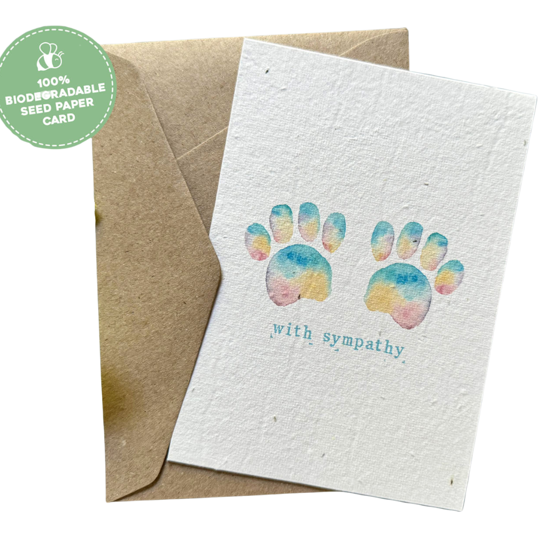 Forever in Our Hearts Double Paw Print - Plantable Pet Loss Card